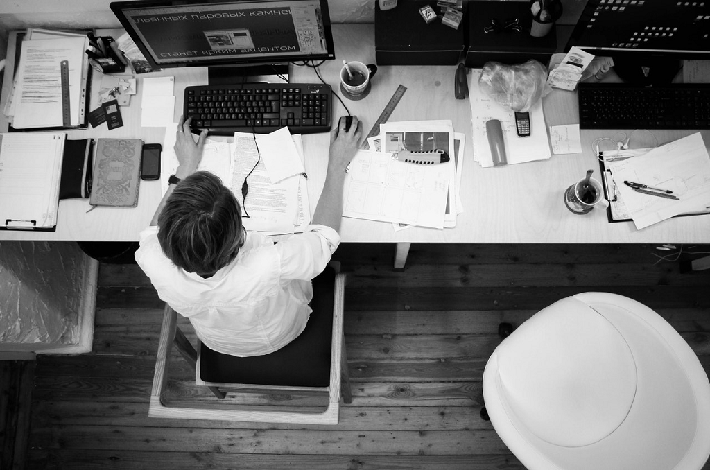 man working with computer