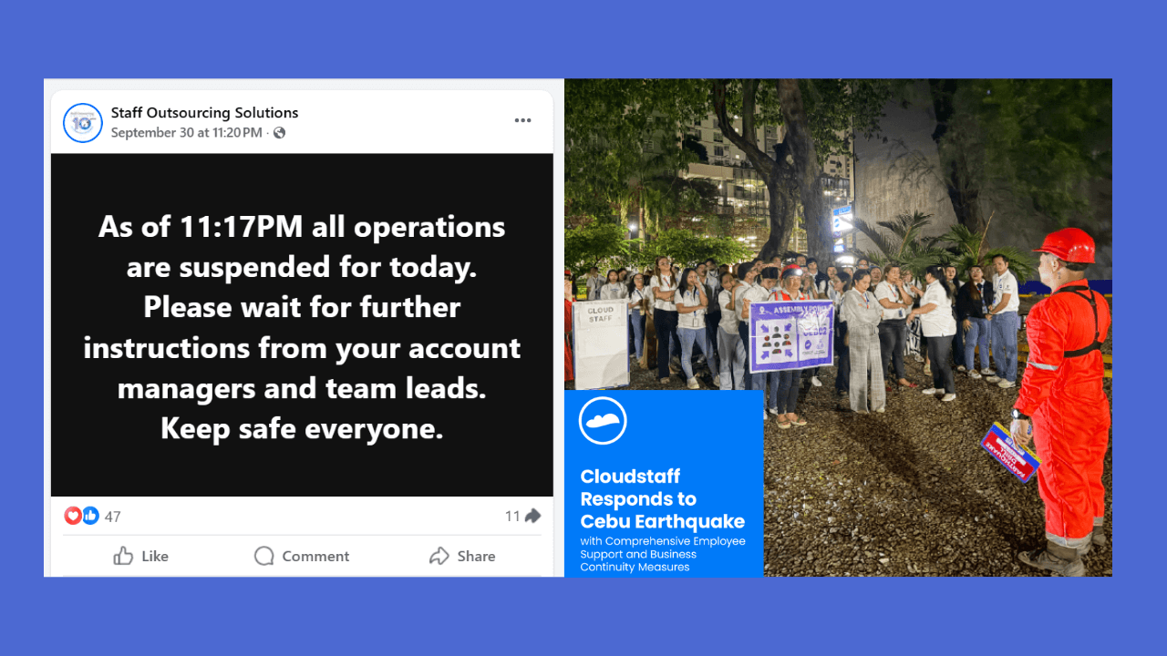 Cloudstaff, Staff Outsourcing highlights workers safety after quake